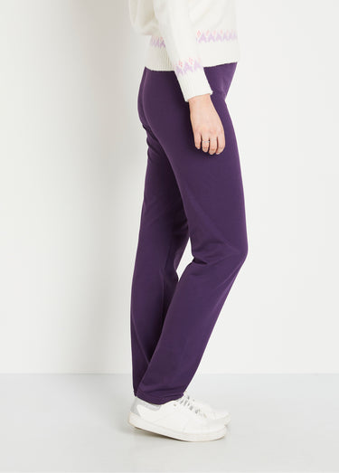 Legging coton stretch taille élastiquée Prune