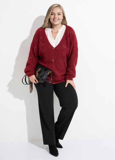 Gilet chaud maille mousseuse avec laine Bordeaux