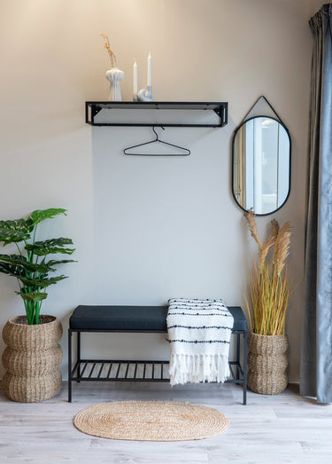 Banc d'entrée avec coussin ton sur ton Noir