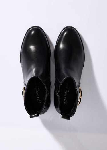 Bottines plates chic avec bride métal Noir