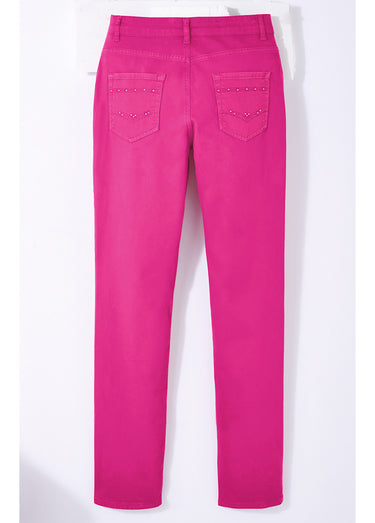 Le pantalon 5 poches brodé Fuchsia