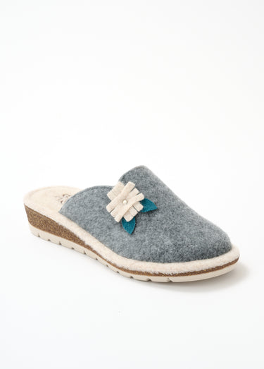 Mules feutrine largeur confort application fantaisie Gris