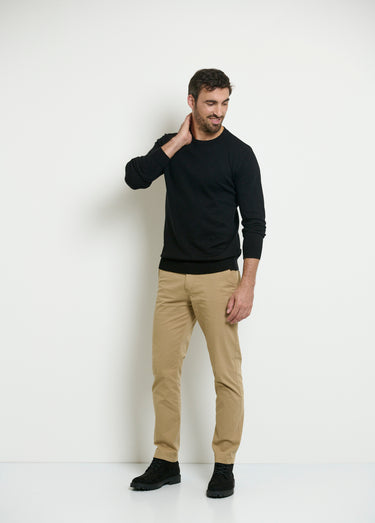 Pull col rond homme maille fine jauge Noir
