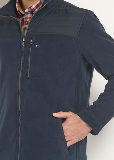 Veste polaire zippée empiècement épaules Marine