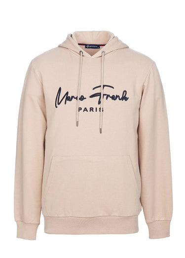 Sweat à capuche molletonné, poche kangourou Beige