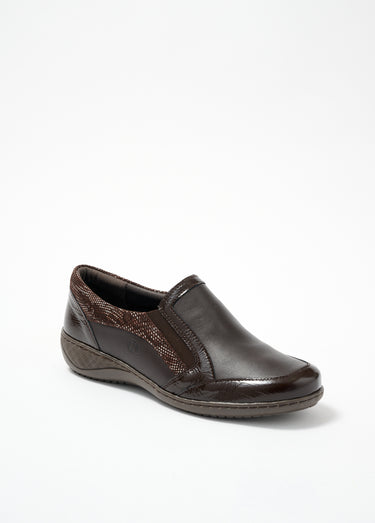 Mocassins élastiqués compensés en cuir Marron