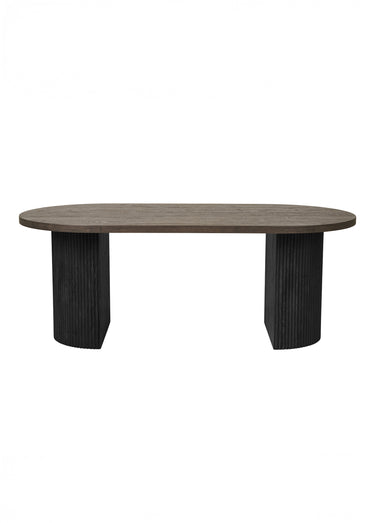 Table basse ovale avec pieds rainurés 1F Marron Fonce