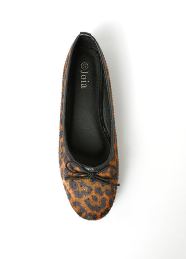 Ballerines plates avec petit talon et strass Leopard