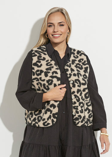 Gilet de berger sans manches, léopard Leopard