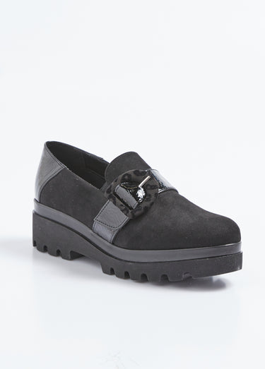 Mocassins crantés, largeur confort Noir