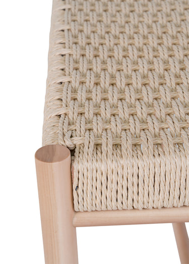 Banc en bois de peuplier, assise osier Naturel