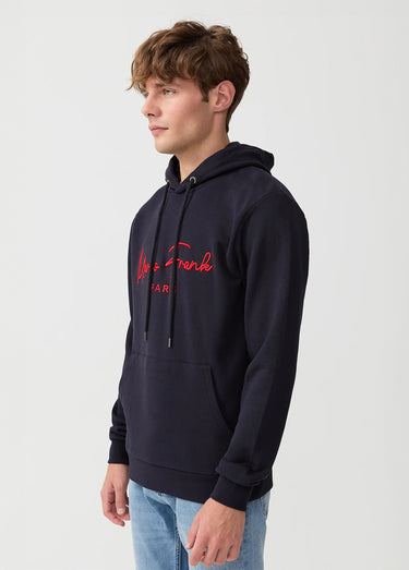 Sweat à capuche molletonné, poche kangourou Marine