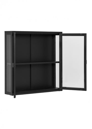 Etagère portes vitrées métal foncé à fixer Noir