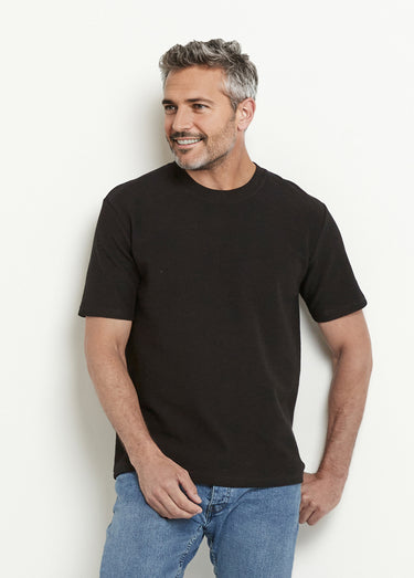 T-shirt col rond épais maille texturée Noir