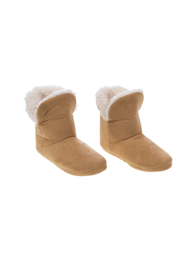 Chaussons chauds  en suédine fourrés Camel