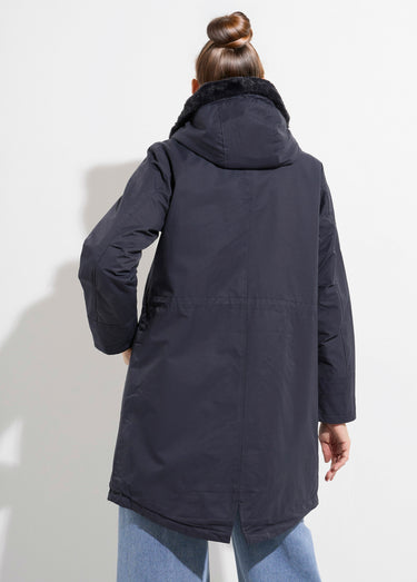 Parka déperlante intérieur fourrure Marine