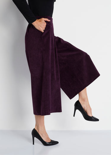 Jupe-culotte longue velours milleraies Prune