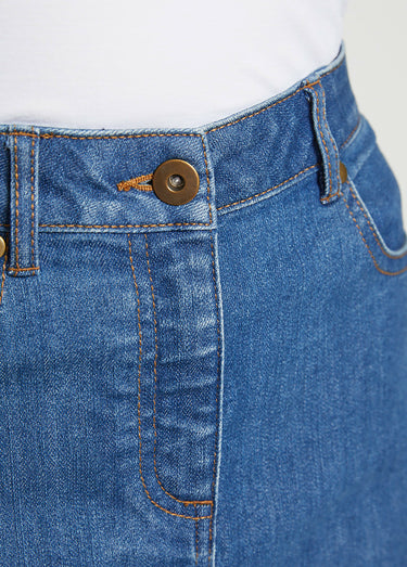 Jupe trapèze en jean stretch Bleu