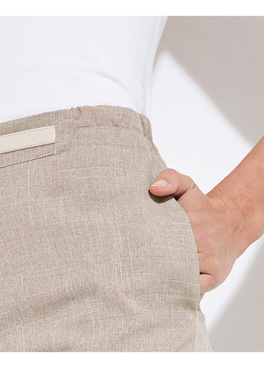 Pantacourt ceinture semi élastiquée Beige