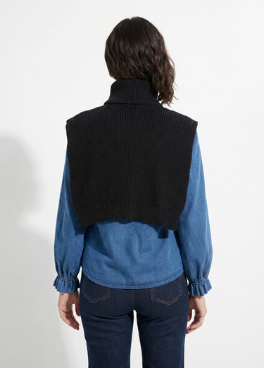 Plastron chaud col roulé en maille Noir