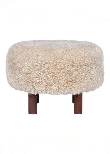 Pouf rond imitation fourrure poils longs Marron Clair