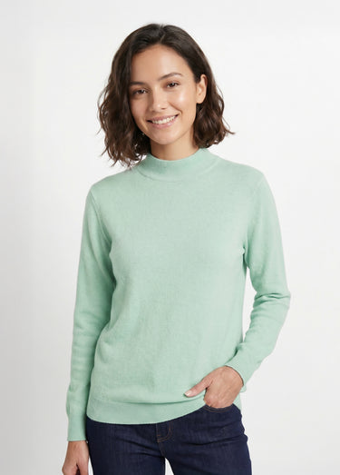 Pull chaud col montant avec laine et angora Menthe