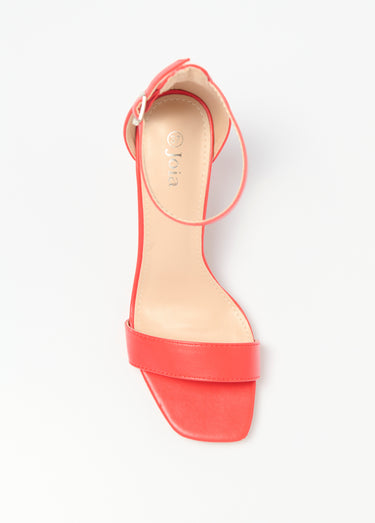 Sandales talon haut bout carré à brides Rouge