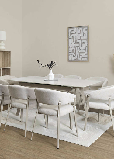 Table extensible effet pierre  travertin Beige