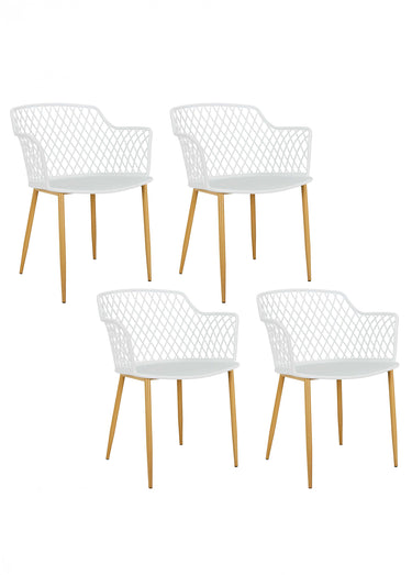 Fauteuils outdoor dossier ajouré losange Blanc