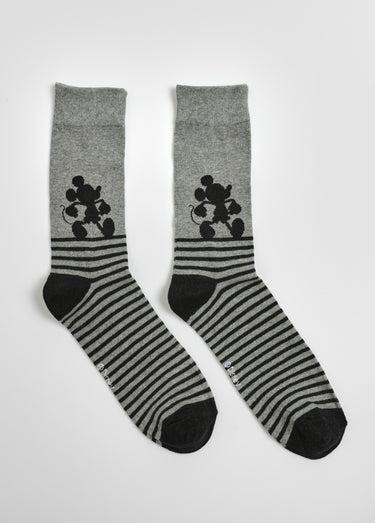 Chaussettes coton, licence Mickey Mouse Raye Noir