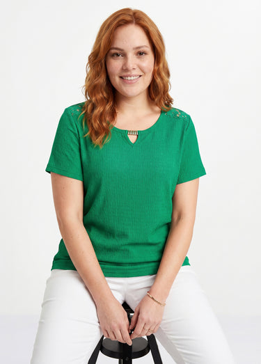 T-shirt court dentelle Vert