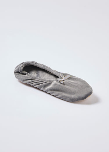 Chaussons façon ballerines en velours Gris