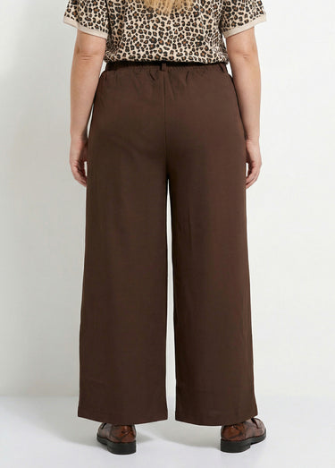 Pantalon en twill léger coupe large Chocolat