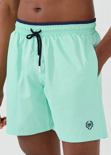 Short de bain uni, taille élastiquée Menthe
