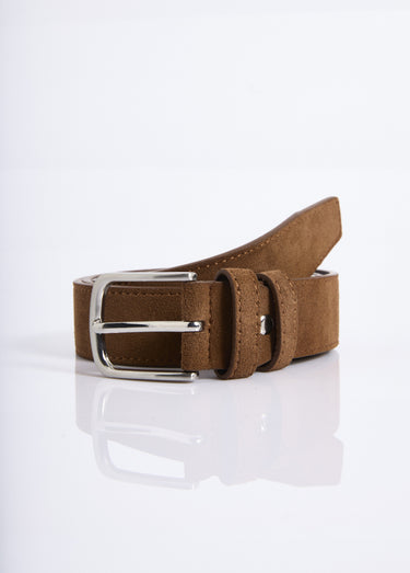 Ceinture en suédine avec boucle métal Cognac
