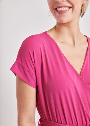 Combinaison pantalon maille extensible Fuchsia