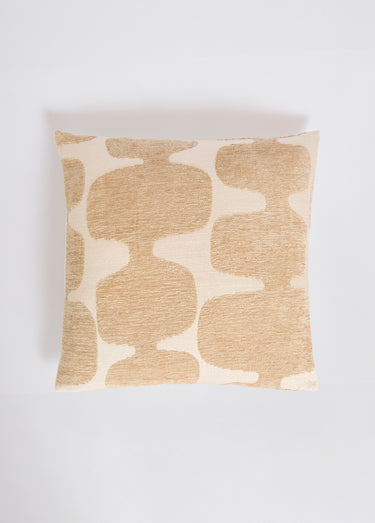Coussin carré, motif organique velours Beige