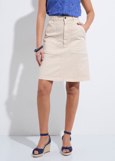 Jupe courte cargo coton stretch Beige