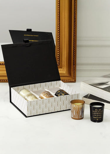 Coffret 6 bougies parfumées thème Art déco Noir
