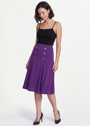 Jupe évasée mi longue maille unie à pont Violet