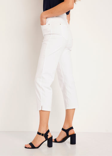 Pantacourt taille élastiquée 5 poches Blanc