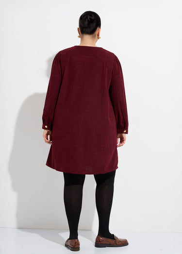 Robe housse en velours grosses cotes Bordeaux
