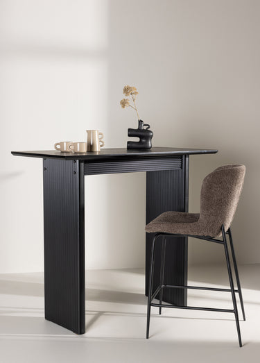 Table de bar haute, piètement rainuré Noir