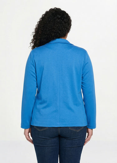 Veste droite boutonnée maille milano unie Bleu Mykonos