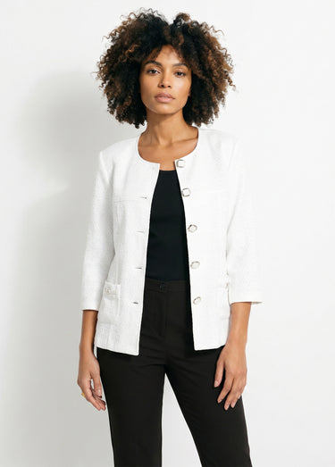 Veste ras de cou manches 3/4 Blanc