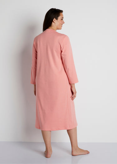 Chemise de nuit interlock boutonnée Uni Peche
