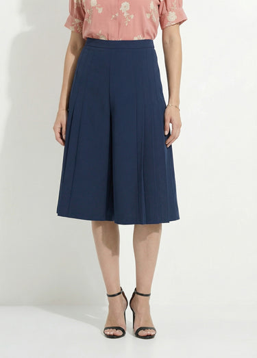 Jupe-culotte ample longue ceinture semi élastiquée Marine