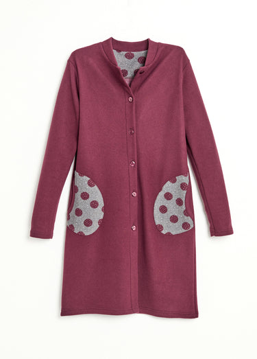 Peignoir boutonné court maille milano Bordeaux