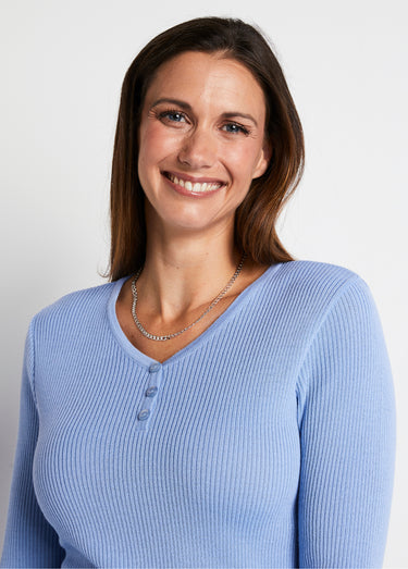 Pull encolure tunisienne avec laine mérinos Bleu
