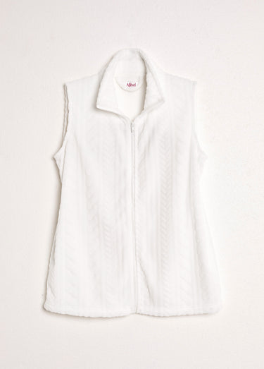 Gilet sans manches zippé polaire toucher peluche Blanc